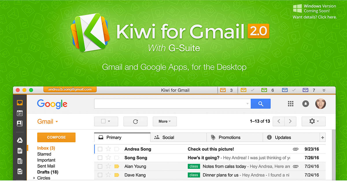 kiwi gmail client for mac